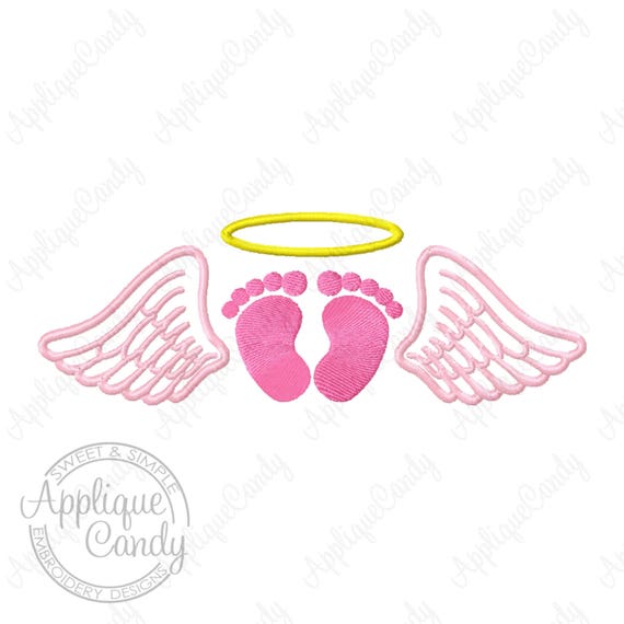 Download Angel Wing Footprints Halo Fill Machine Embroidery Design 4x4