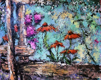 Acrylic Palette Knife Impressionist Floral Painting