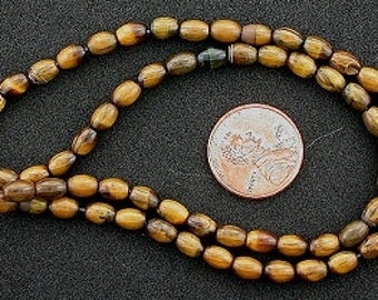 6x4 rice gemstone gold-color tigereye beads