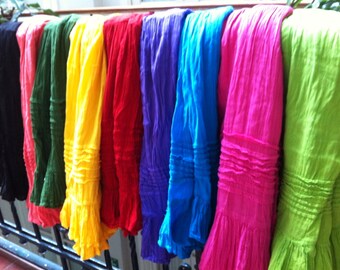 Short Mexican Skirts-Faldas in different Colors 100% Cotton-Gauze-BOHO-Yoga-Hand Dyed-Natural Fiber-Breathable-Tribal-Frida Kahlo-Tiered