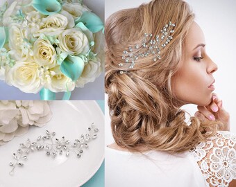 Wedding hair vine, Rhinestone bridal flexible hair vine, Crystal Vine Comb, bridal hair accessories, Fiona Hair Vine
