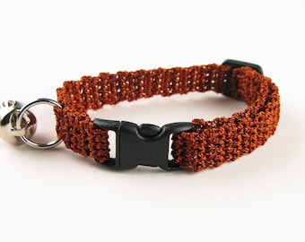 Crochet Cat Collar Rust Bronze Crochet Kitty Kitten Cat Collar
