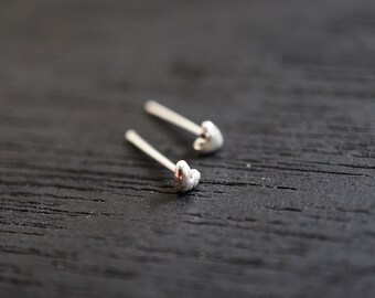 3 mm Tiny Heart Studs Silver Heart Earrings Small Heart Studs Tiny Heart Earrings Sterling Silver Cartilage Post Earring Everyday L-STM002