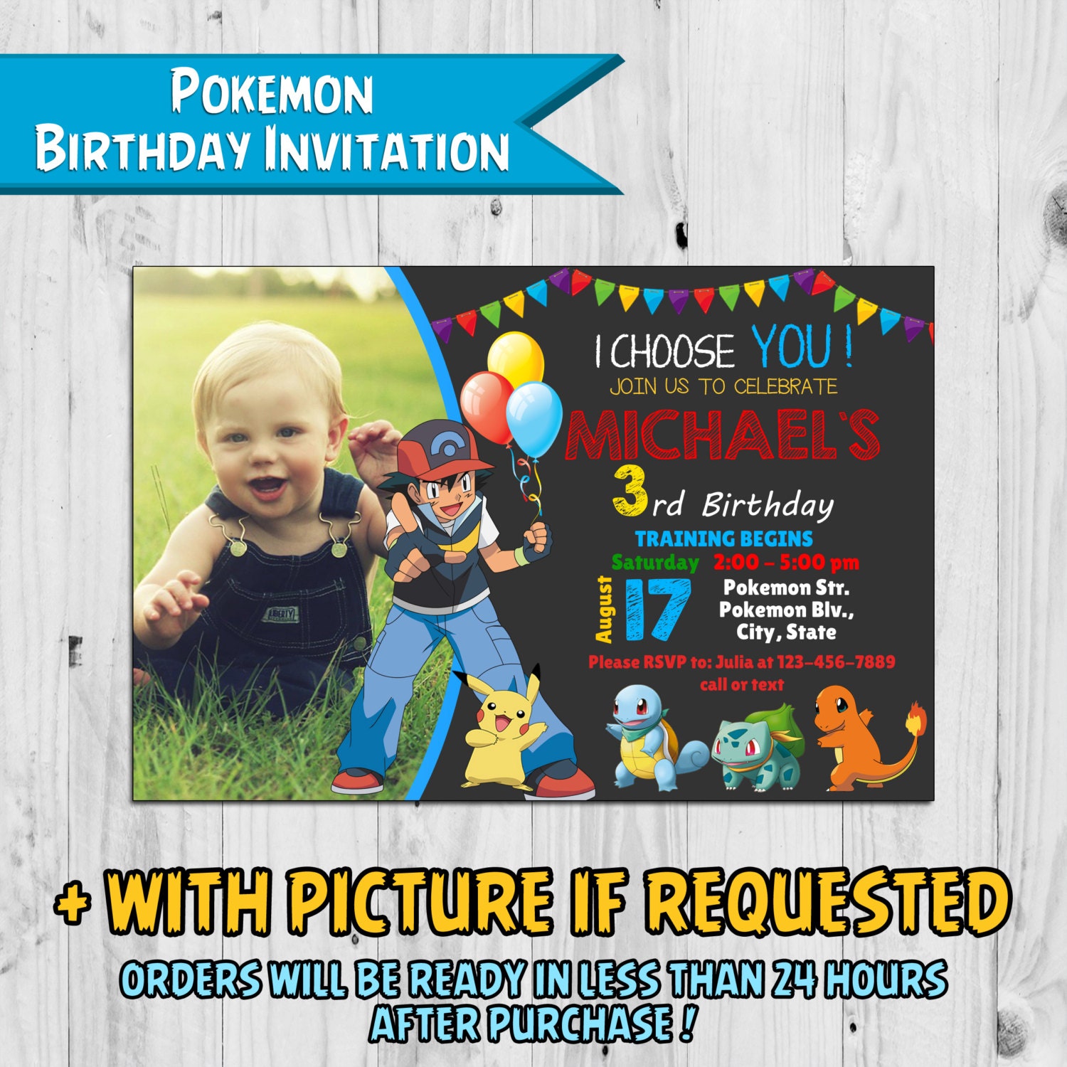 Pokemon Birthday Invitation Free THANK YOU CARD Printable