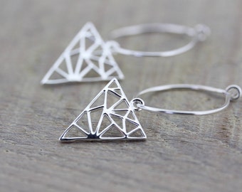 Geometric Earrings/Silver Geometric Earrings/Silver Dangle Earrings/Sterling silver Earrings/Triangle Dangle Earrings/Geometric Jewellery