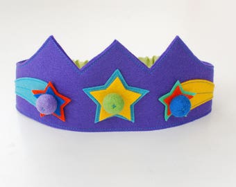 Wool felt crown, Star crown, Birthday crown, Girls crown, Boys crown