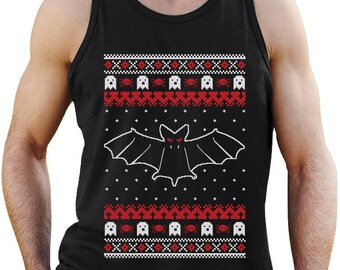 Bats Ugly Christmas Sweater Men's Tank Top Singlet