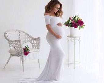 white long sleeve baby shower dress