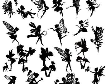 Detailed Fairy Die Cut Out Silhouette - 20 x fairies and a deer. Great for fairy jar, cardmaking, scrapbooking, party bag fillers