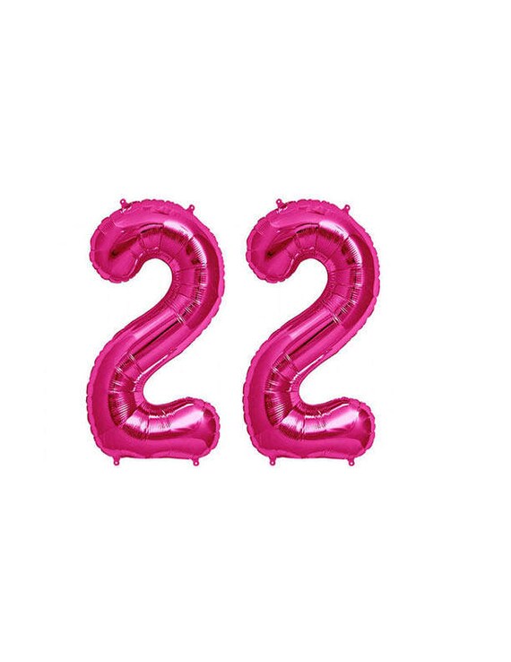 Pink LARGE 22 Balloon 22nd Birthday 22 Number 22 Pink