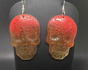 Hombre sunset phoenix sugar skull earrings