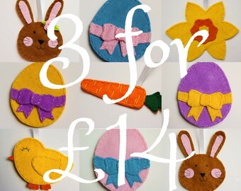 Felt Easter decoration set, Easter tree decorations, Easter ornaments, Easter decorations, Easter bunny decoration, Easter Egg decorations