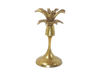 BRASS PINEAPPLE CANDLESTICK Vintage Hollywood Regency Candle Holder Medium Candle Stick