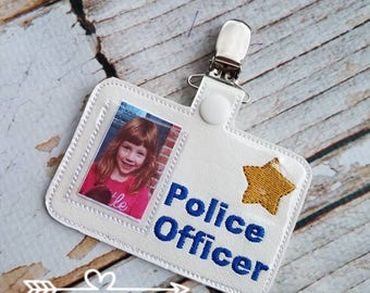 Pretend Play Police Officer Name Badge - Handmade Child Gift Preschool Educational Imagination Reusable