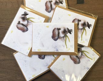 Handmade greetings card - watercolour lop ear bunny (Flopsy) print