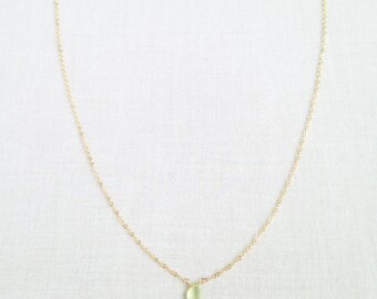 Prehnite, Prehnite Necklace, Prehnite Jewelry, Green Stone Necklace, Green Necklace, Tiny Gold Necklace, Dainty Crystal Necklace, GN37