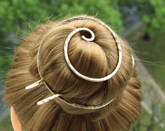 Gold Hair Pin Hair Clip with Hair Fork, Hair Barrette Bun Holder Hammered Hair Bun Cover, Hair Bun Cage, Hair Accessories for Women Gift