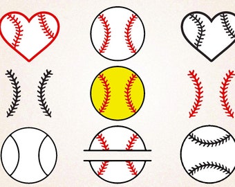 Baseball SVG/Softball SVG/softball heart svg/baseball stiches svg/cricut desing space/silhouette/baseball cut/printable/circuit/vinyl decal