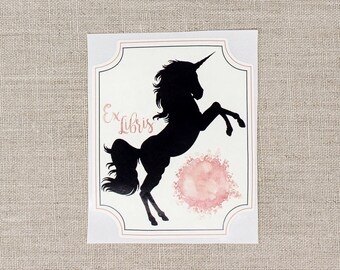 unicorn bookplates - pink unicorn book plates - bookplate stickers - kids bookplates - personalized gift - custom book plate - bookworm gift