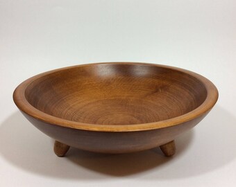 Wood Serving Bowl Vintage Woodcraftery Farmhouse Country Rustic Decor