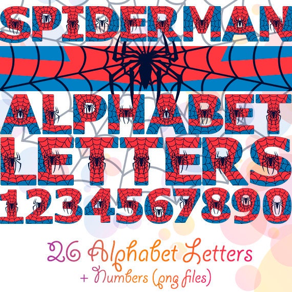 spiderman alphabet 36 png letters numbers spiderman printable