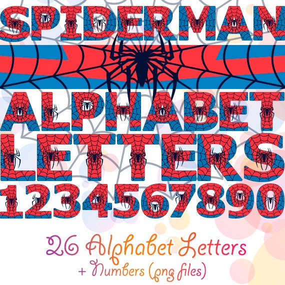 spiderman alphabet 36 png letters numbers spiderman printable