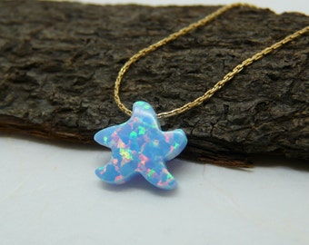 Starfish necklace, Beach jewelry, Summer necklace, Sea star necklace, Beach wedding, Opal starfish, Starfish jewelry, Starfish pendant
