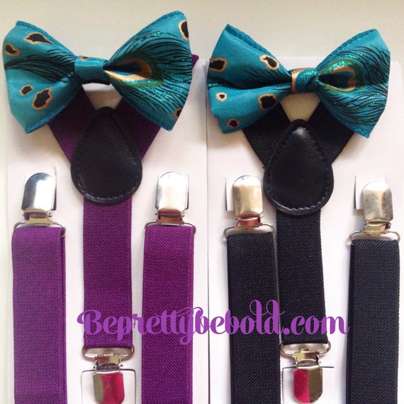 Teal Bow tie suspenders Baby bowtie Plum Boys Bow ties Toddler