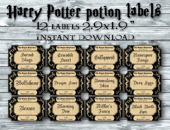 Printable Harry Potter Apothecary Labels Set 2.9 x 1.9 - HP Party ...