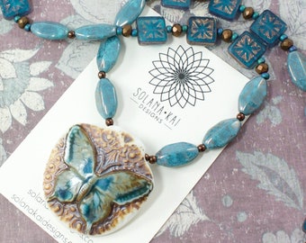 Butterfly Necklace For Women | Butterfly Jewelry For Women | Blue Bead Necklace For Her | Solana Kai Designs | Portland OR