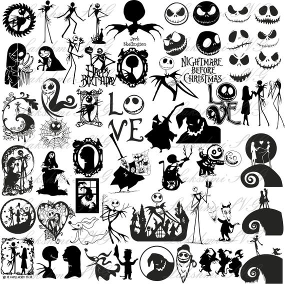 Download 57 Nightmare Before Christmas Silhouette SVG Files for