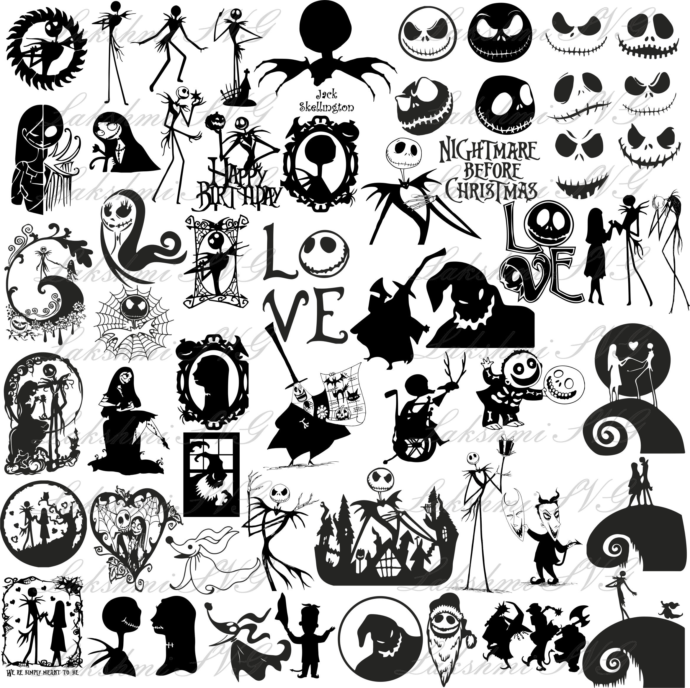 57 Nightmare Before Christmas Silhouette SVG Files for
