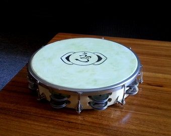 10" Pandeiro Membranophone Tunable Brazilian Frame Drum Double Row Tambourine Mint Green Hand Dyed Synthetic Head with Ohm Image