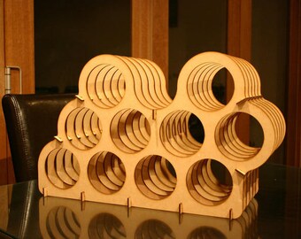 Asymmetrical Wine Rack. CNC , ,art, shelf ,interior,kitchen, wooden bar ,wood, wooden, vector graphics,laser,DXF,