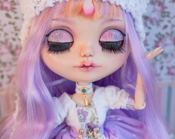Custom Blythe ( Unicorn ) Art unique tan Doll by WillStore