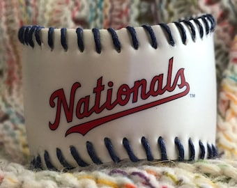Washington Nationals Baseball Cuff with red stitches or black - you choose