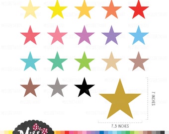 30 Colors Star Clipart - Instant Download