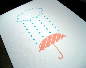 Rainy Day - Gocco Printed Card