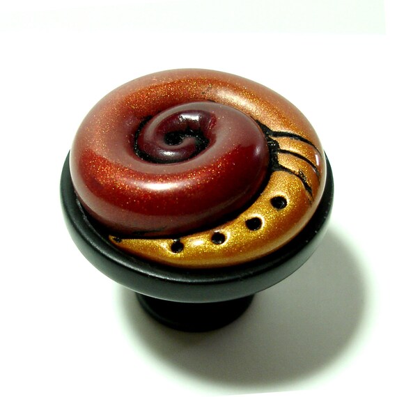 Unique Drawer Knob in Copper Gold and Black Antiquing