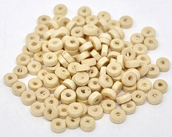 50 Wood Beads - Natural Wooden Spacer Beads -BD679