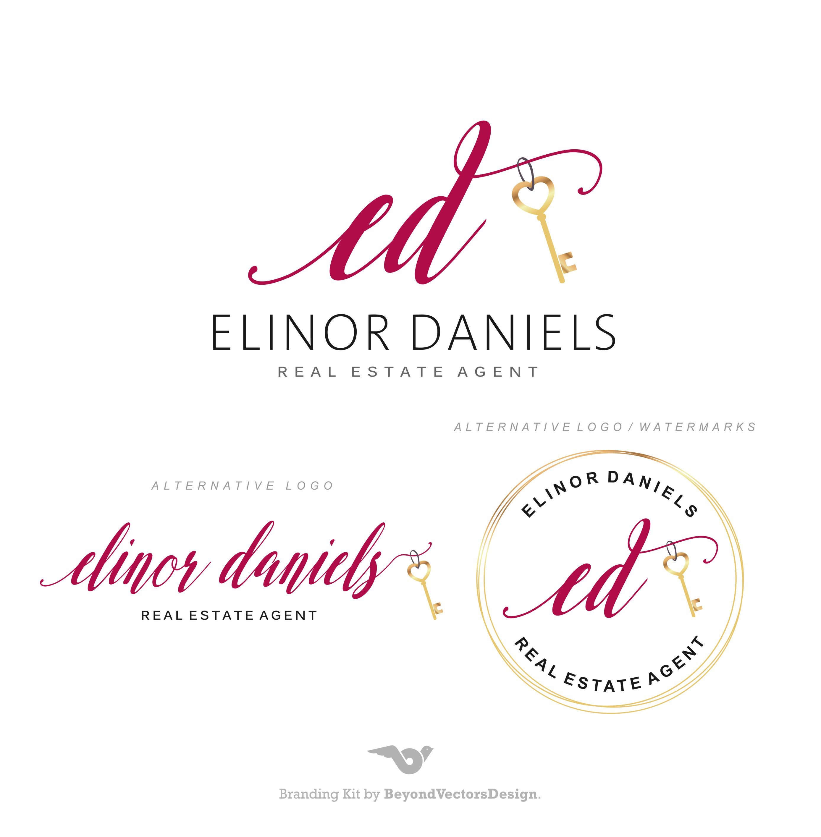 Real Estate logo design Gold Key logo Realtor logo Premade