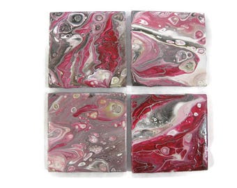 Abstract Acrylic Art Pour Ceramic Coasters Set of 4 (C4)