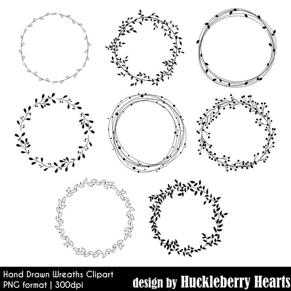 Download Wreath Clipart Hand Drawn Digital Wreaths Wedding Clipart