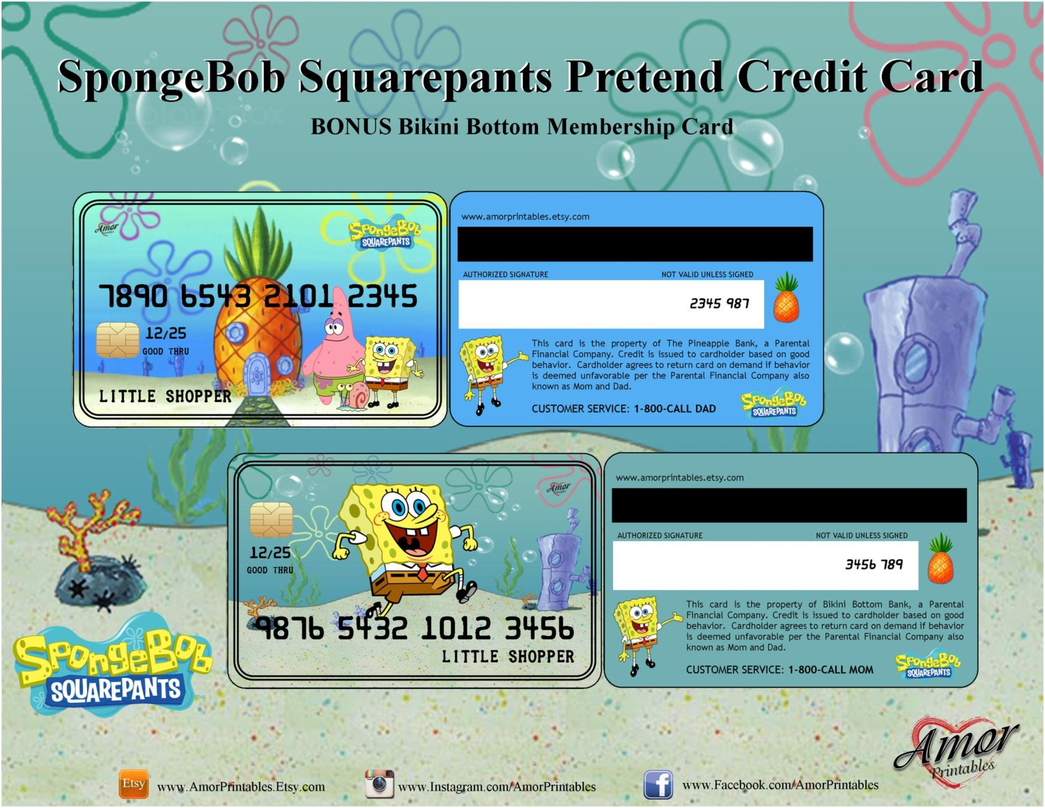 SpongeBob Credit Cards Membership Card SpongeBob
