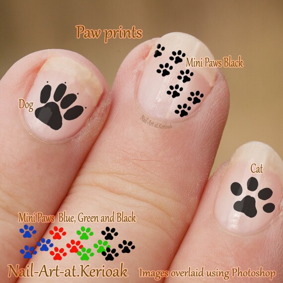 Pawprint Nail Art, Dog And Cat Nail Art Stickers, Fingernail Pawprint Nail Art, Dog and Cat Nail Art Stickers, fingernail stickers, finger nail art, mini paws, cat and dog decals, paw prints. from Kerioak on Etsy ... - Pawprint Nail Art, Dog And Cat Nail Art Stickers, Fingernail