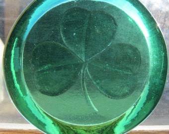 SALE - Irish Shamrock Pressed Glass Suncatcher Ornament - Size 4" +