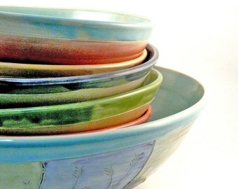 Handmade Pasta Bowl Set, Pasta dishes, Serving bowl, Ceramics and Pottery, ramen bowl, 9th anniversary gift, Kitchen Decor