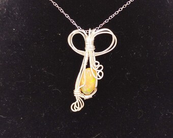 Wire Wrap Ethiopian Opal Necklace