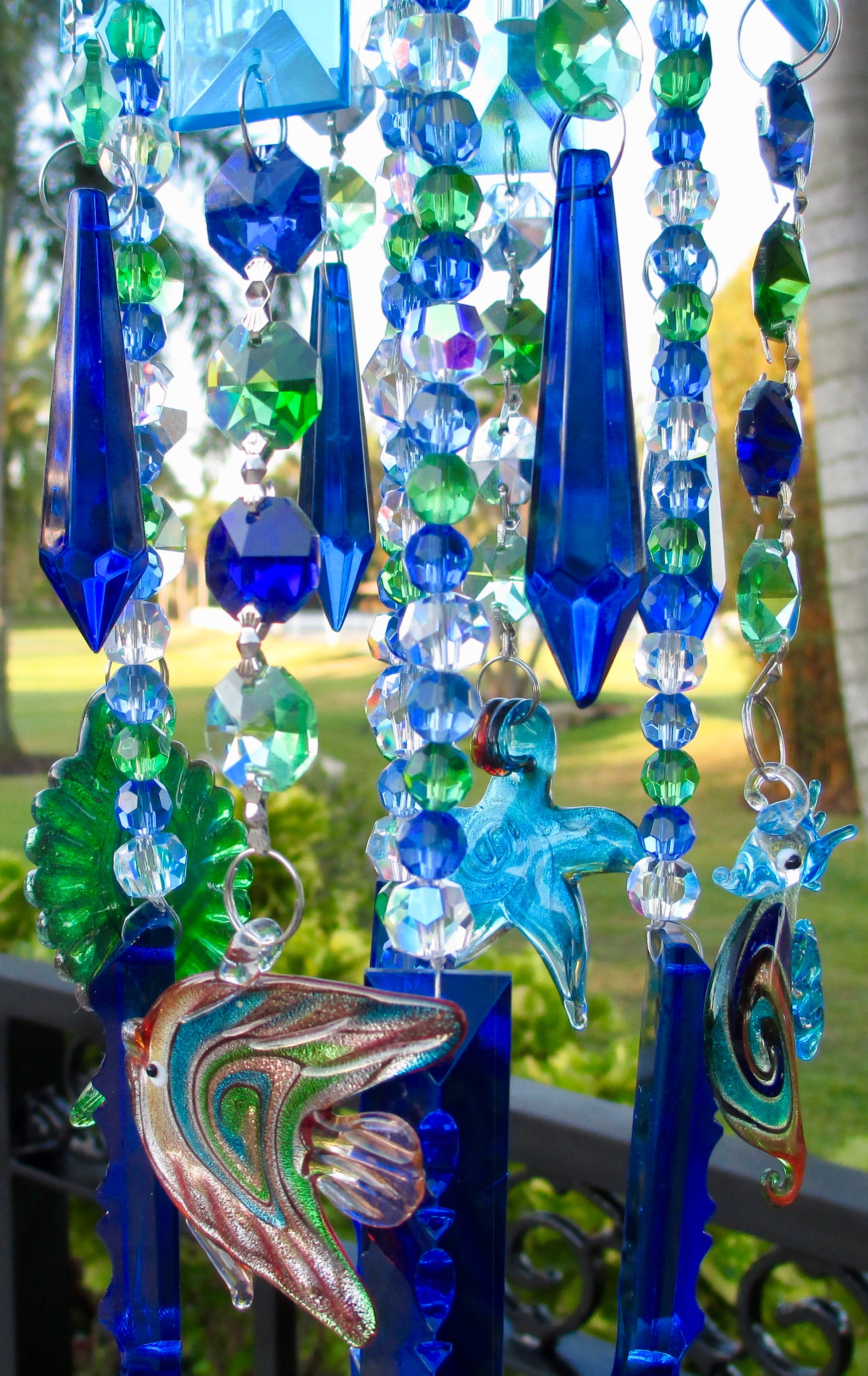 Crystal Wind Chime Blue Chandelier Crystals Windchime Zoom