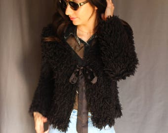 90'S Vtg Fuzzy Tie Jacket